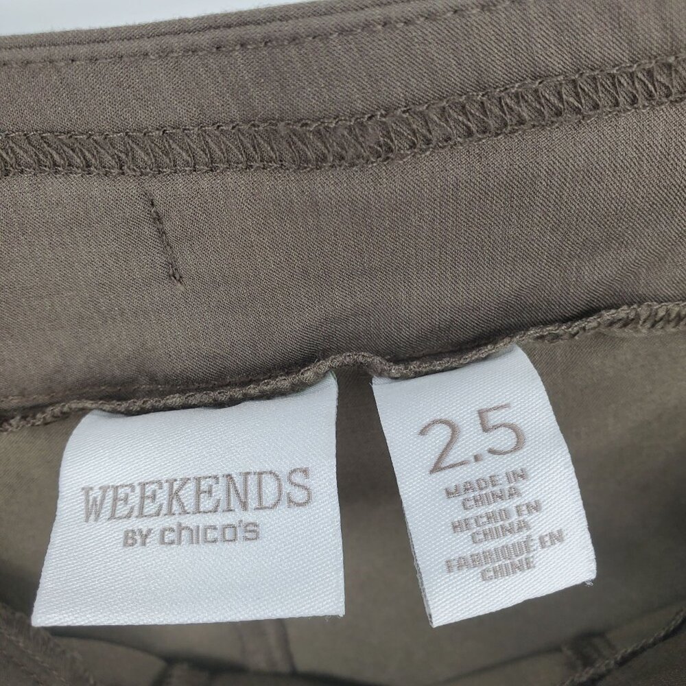 Weekends by Chico's Brown Pull On High Rise Casual Straight Leg Pants 14 - Picture 3 of 8